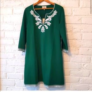 NWT Tuckernuck Miguelina Embroidered Dress in Green